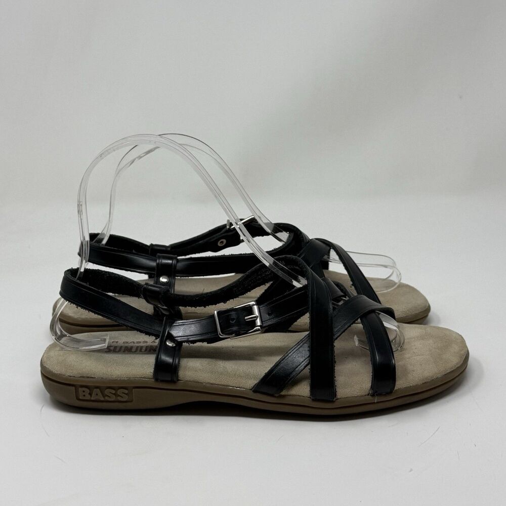 G.H. Bass Sunjuns Margie Sandals Womens 7.5 M Black Leather Strappy Comfort
